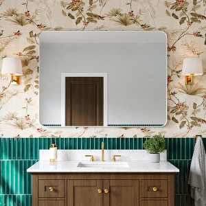 Matte Rounded Rectangle Bathroom Vanity Mirror, Over-Sink Wall Mirror with HD Tempered Glass and Anti-Rust Aluminum Frame - 1 of 4