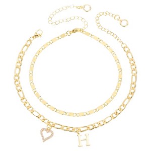 Unique Bargains 14K Gold Plated Dainty Heart Women's Ankle Bracelets with Box - 1 of 4