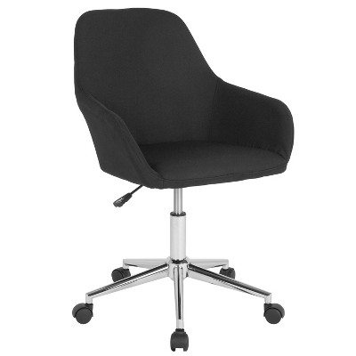 Black Fabric Mid-Back Swivel Office Chair with Chrome Base