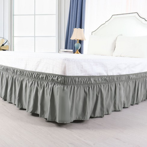 Bed Skirt Polyester Wrap Around Dust Ruffle 15" Drop Elastic Twin Queen King 