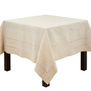 Saro Lifestyle Linen Blend Toscana Double Hemstitched Tablecloth - 1 of 2