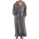 Men's Soft Plush Fleece Hooded Bathrobe, Full Length Long Warm Lounge Robe with Hood