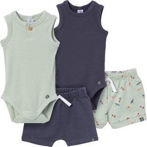 Modern Moments™ by Gerber Baby Boys' 4-Piece Bodysuit and Short Set - 1 of 4