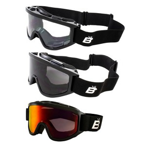 3 Pairs of Birdz Eyewear Vulture Safety Goggles with Clear, Smoke, Red Mirror Lenses - 1 of 4