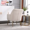 CAVINAS Modern Accent Chair, Upholstered Living Room Chair with Wood Frame, Velvet Fabric Reading Chair for Living Room, Bedroom - 3 of 4