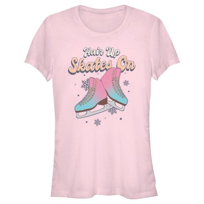Junior's Women Lost Gods Hair Up Skates On T-Shirt