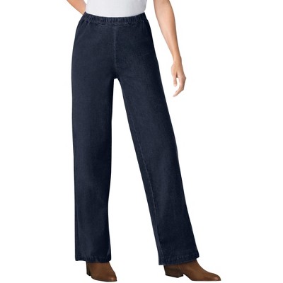 Woman Within Plus Size Petite Wide-Leg Fineline Denim Jean