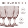 Elle Decor Vintage Winery Goblets, Set of 4, Color Tint Glassware Set, Water Goblets for Party, Wedding, & Daily Use, 10.1 oz, Pink - 4 of 4