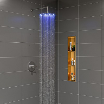 ALFI LED12R-BN Brushed Nickel 12Inch Round Multi Color LED Rain Shower Head