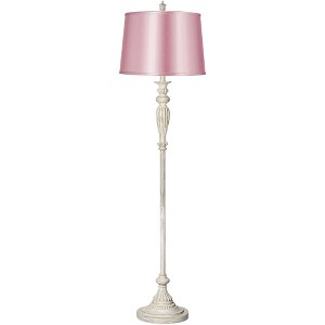 360 Lighting Colonnade 60"H Antique White Floor Lamp with Pale Pink Shade - 1 of 4