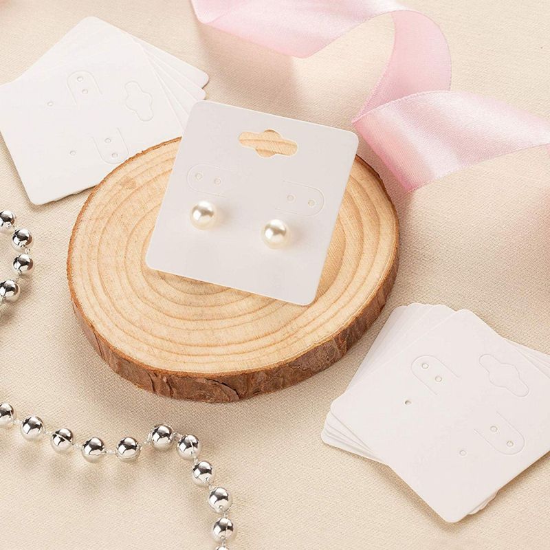 Earring Cards - 200-Pack Hanging Earring Card Holder, Paper Jewelry Display Cards for Earrings, Ear Studs, White, 2 x 2 Inches, 2 of 9