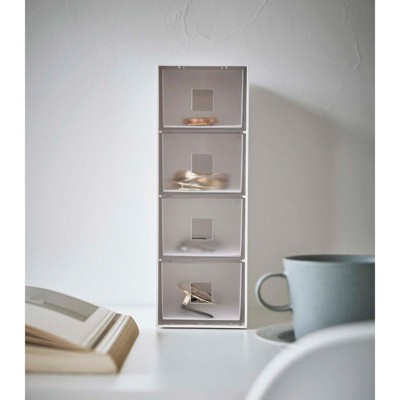 Black 4-Tier Rectangular Plastic Jewelry Storage Tower