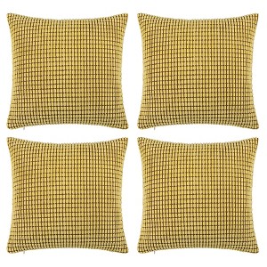 PiccoCasa Corn Striped Decorative Soft Plaid Corduroy Sofa Throw Pillow Covers 4 Pcs - 1 of 4