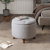 VYNXARIA Round Ottoman storage stool with Cover Lid,Decorate the living room and bedroom with round teddy fleece storage Ottoman (Grey) - 2 of 4