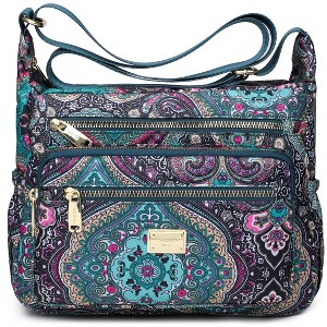 Women Shoulder Handbag Roomy Multiple Pockets Bag Ladies Crossbody Purse Tote Top Handle Satchel(SS-Black&Blue) - 1 of 4