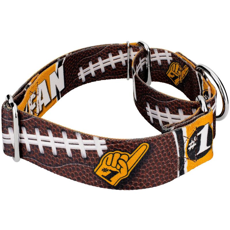 Country Brook Petz 1 1/2 Inch Black and Gold Football Fan Martingale Dog Collar Limited Edition, 3 of 5