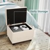 24" Faux Linen Rectangle Storage Ottoman for Entryway - 3 of 4