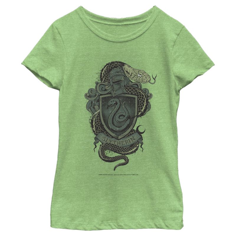 Girl's Harry Potter Slytherin Coat of Arms T-Shirt, 1 of 5