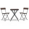 vidaXL 3 Piece Folding Bistro Set Brown Poly Rattan - 2 of 4