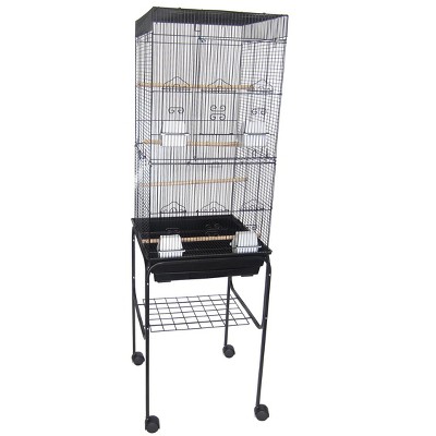 YML 6824 3/8 inches Bar Spacing Tall Flat Top Bird Cage with Stand 18 inches x 14 inches /Small Black