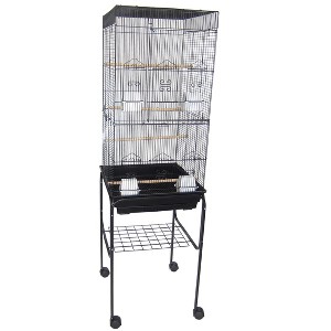 YML 6824 3/8 inches Bar Spacing Tall Flat Top Bird Cage with Stand 18 inches x 14 inches /Small Black - 1 of 1