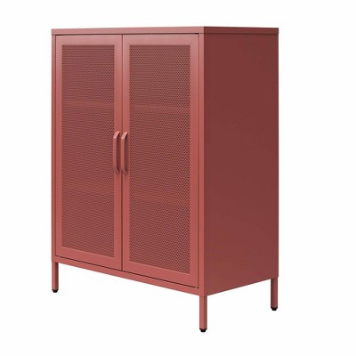 Terracotta Metal 2-Door Adjustable Shelving Accent Cabinet