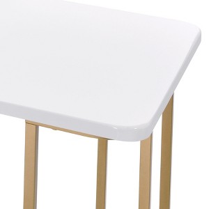 Vynxaria Writing Desk with White Gold Trim Art Deco-Inspired Functional for Home Office Dressing Rooms - 1 of 4
