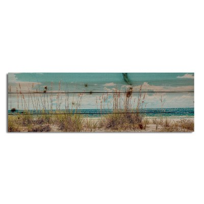 9" x 27" Sand Dunes Long Print on Planked Wood Wall Sign Panel Blue - Gallery 57