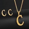 Initial Letter Pendant Necklace Earrings Set for Women Gold Plated Stainless Steel by Ginger Lyne - 2 of 4