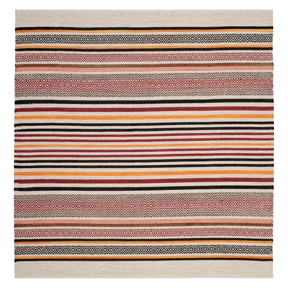 6'x6' Stripe Woven Square Area Rug Red - Safavieh
