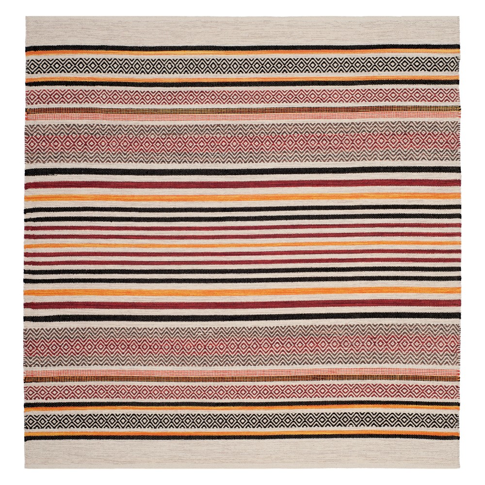 6'x6' Stripe Woven Square Area Rug Red - Safavieh