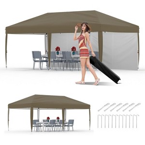 10'x20' Commercial Pop-Up Canopy Tent – Instant Setup Shelter with 2 Sidewalls, 12 Stakes & 6 Sandbags, Portable Outdoor Tent - 1 of 4