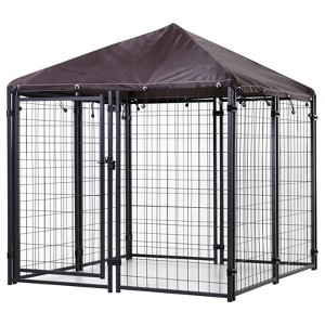 PawHut Lockable Dog House Kennel with Water-resistant Roof for Small and Medium Sized Pets, 4.6' x 4.6' x 5' - 1 of 4