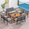 Costway 8 Piece Patio Furniture Set with Coffee Table, Loveseat & 4 Single Chairs for Porch Black/Gray - 4 of 4