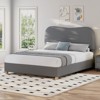 AMERLIFE Boucle Bed Frames, Upholstered Platform Bed with Curved Shaped Headboard, Cream - 3 of 4