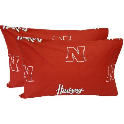 NCAA Nebraska Huskers Pillowcases Two-Pack Red Set - Nebraska Cornhuskers..