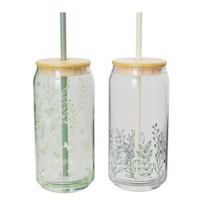 Zak Designs 2pc 20 fl oz Glass Hadley Tumblers with Lid and Straw - 1 of 4