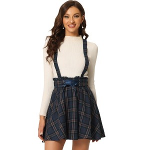 Allegra K Women's Gothic Plaid High Waist Detachable Suspender Skirts - 1 of 4