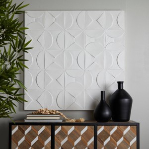 CosmoLiving by Cosmopolitan 40" x 40" Wood Geometric Intricately Carved Wall Decor White: Contemporary Style, Vertical Orientation - 1 of 4