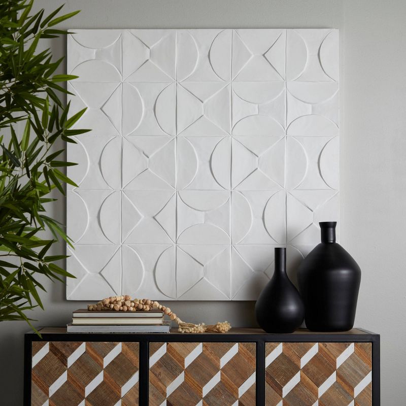 40&#34; x 40&#34; Wood Geometric Intricately Carved Wall Decor White - CosmoLiving by Cosmopolitan, 1 of 6