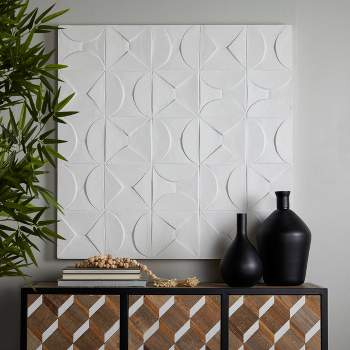 40" x 40" Wood Geometric Intricately Carved Wall Decor White - CosmoLiving by Cosmopolitan