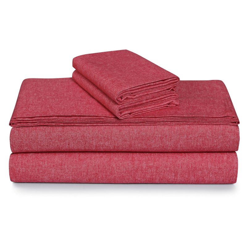 Tribeca Living Yarn Dyed Portuguese Cotton Flannel Extra Deep Pocket Sheet Set, 2 of 4