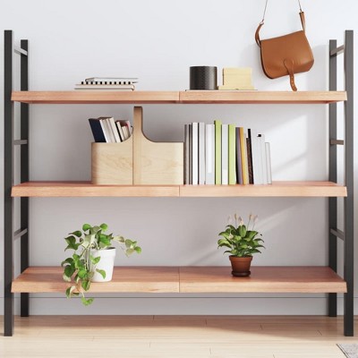 vidaXL Wall Shelf Light Brown 55.1 in.x23.6 in.x(0.8 in.-1.6 in.) Treated Solid Wood Oak