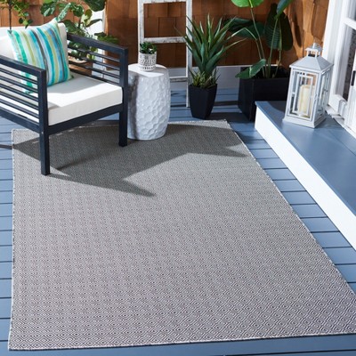Hampton Grey and Black Rectangular Wool Area Rug