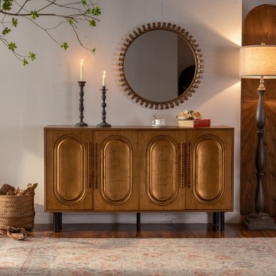Wood Kitchen Cabinet with Adjustable Shelf Sideboard Buffet Cabinet with Storage Handleless Console Table for Dining Room Living Room-The Pop Home