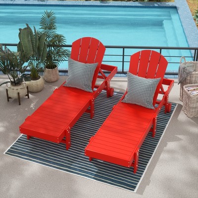 WestinTrends Malibu Adirondack Poly Reclining Chaise Lounge With Wheels (Set of 2pcs)