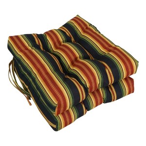 Blazing Needles, 16-inch Spun Polyester Patterned Outdoor Square Tufted Chair Cushions (Set of 2) - 1 of 2