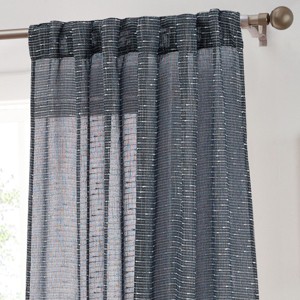 HLC.ME Emily Faux Linen Semi Sheer Light Filtering Back Tab Pocket Lightweight Window Curtains Drapery, 2 Panels - 1 of 4
