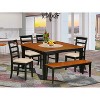 Mediterranean Dinette Set - Kitchen Table with 4 Chairs & Bench - Solid Wood Dining Room Set - 2 of 4