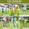 Costway Swing Set for Backyard with 2 Height Adjustable Swings Glider Basketball Hoop - 3 of 4